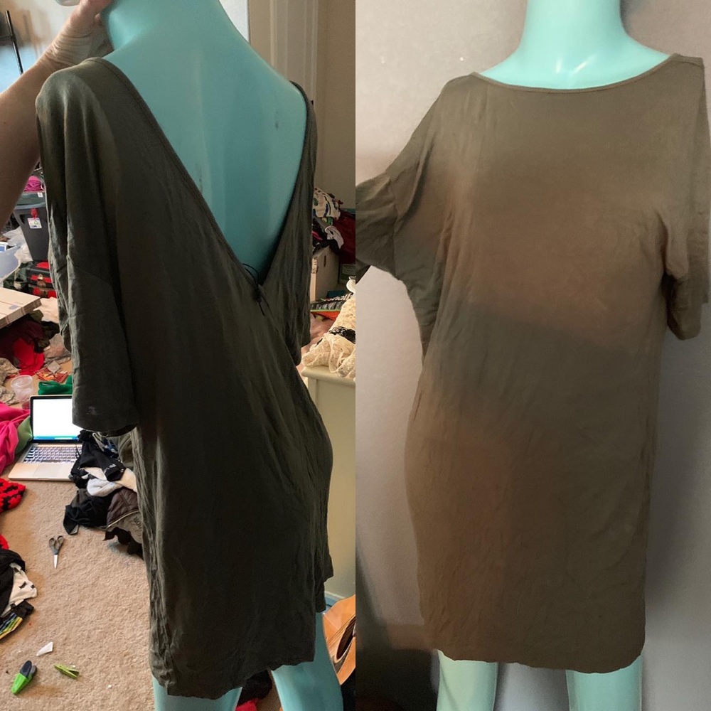 💚 NWT BCBG Generations Olive Green Tunic Top or Dress XS SOFT!